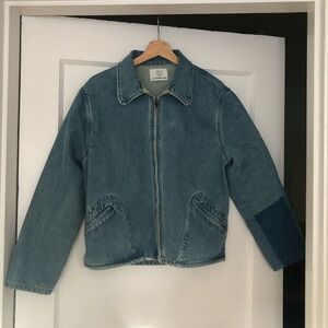 Olderbrother tile patch zip denim jacket